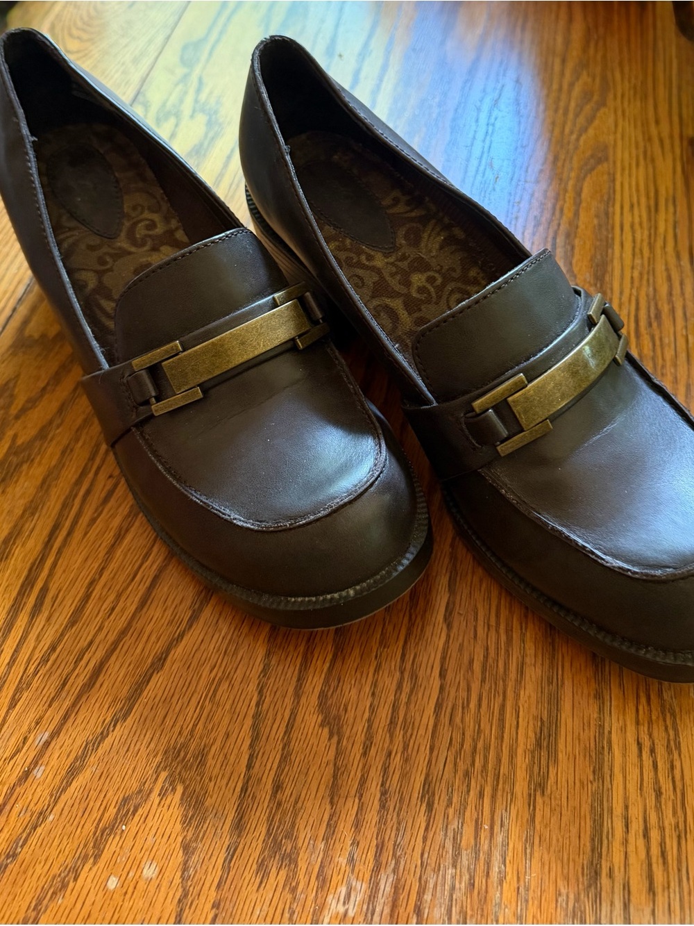 So Wear It Declare It Brown Women's Loafers with Brushed Metal Accent